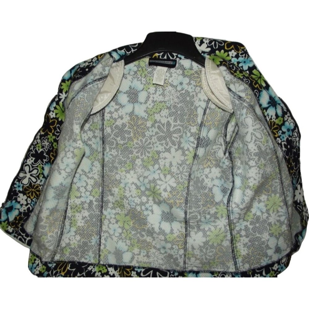 Requirements Jacket Size 12 Floral Zip Front Quilted Jacket turquoise blue green - Picture 12 of 12